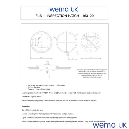 FLB-1 Inspection Hatch with Sender Fitting | Wema UK | SKU 163120 - Wema UK marine part