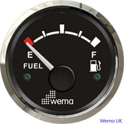 Fuel Level Gauge - 0-190/240-30 Ohm | Wema UK | SKUs 110620+ - Black, Stainless, American (240-30ohms) - Wema UK marine part