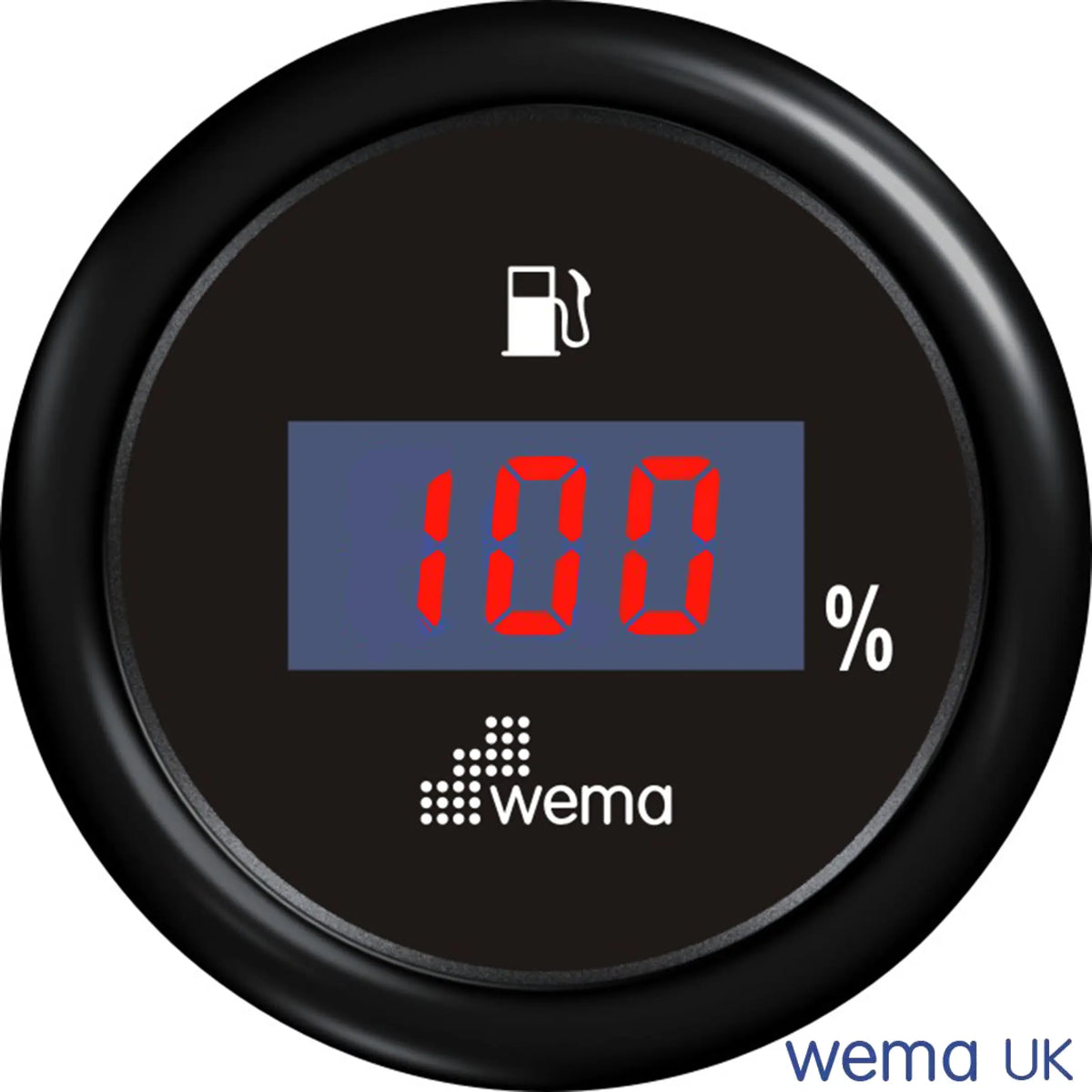 Fuel Level Digital Gauge - 0-190 Ohm | Wema UK | SKUs 110602+ - Black, Black, European (0-190ohms) - Wema UK marine part