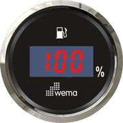 Fuel Level Digital Gauge - 0-190 Ohm | Wema UK | SKUs 110602+ - Black, Stainless, European (0-190ohms) - Wema UK marine part