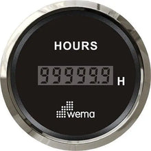 Hour Meter Digital Gauge | Wema UK | SKUs 110651+ - Black, Stainless - Wema UK marine part