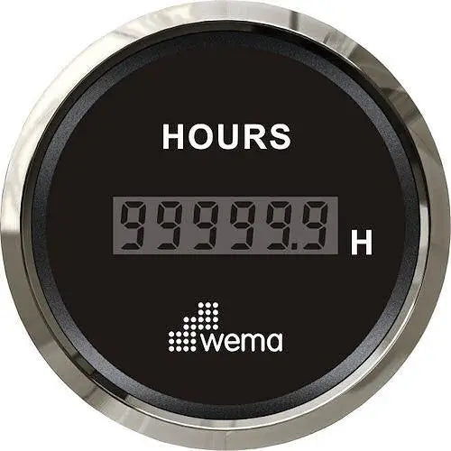 Hour Meter Digital Gauge | Wema UK | SKUs 110651+ - Black, Stainless - Wema UK marine part