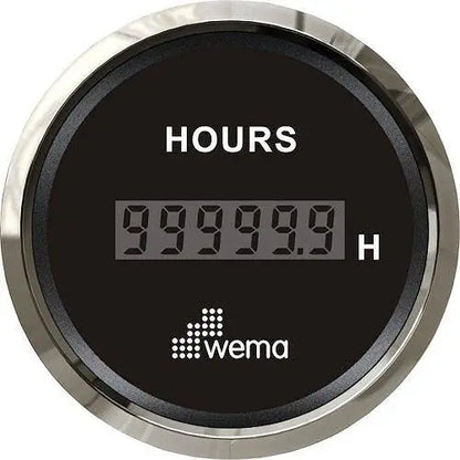 Hour Meter Digital Gauge | Wema UK | SKUs 110651+ - Black, Stainless - Wema UK marine part