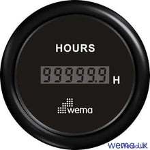 Hour Meter Digital Gauge | Wema UK | SKUs 110651+ - Black, Black - Wema UK marine part