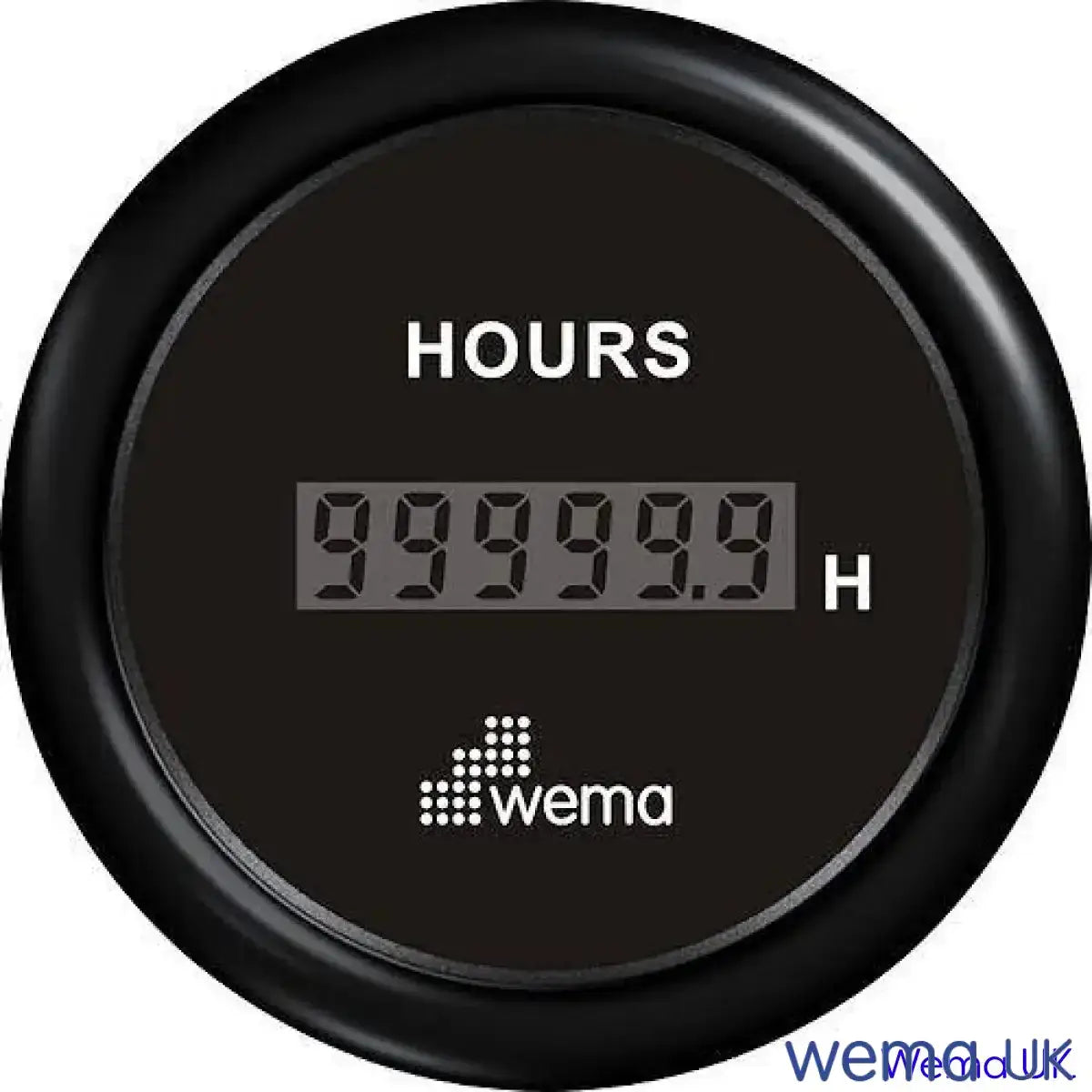 Hour Meter Digital Gauge | Wema UK | SKUs 110651+ - Black, Black - Wema UK marine part