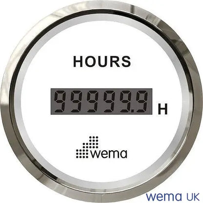 Hour Meter Digital Gauge | Wema UK | SKUs 110651+ - White, Stainless - Wema UK marine part