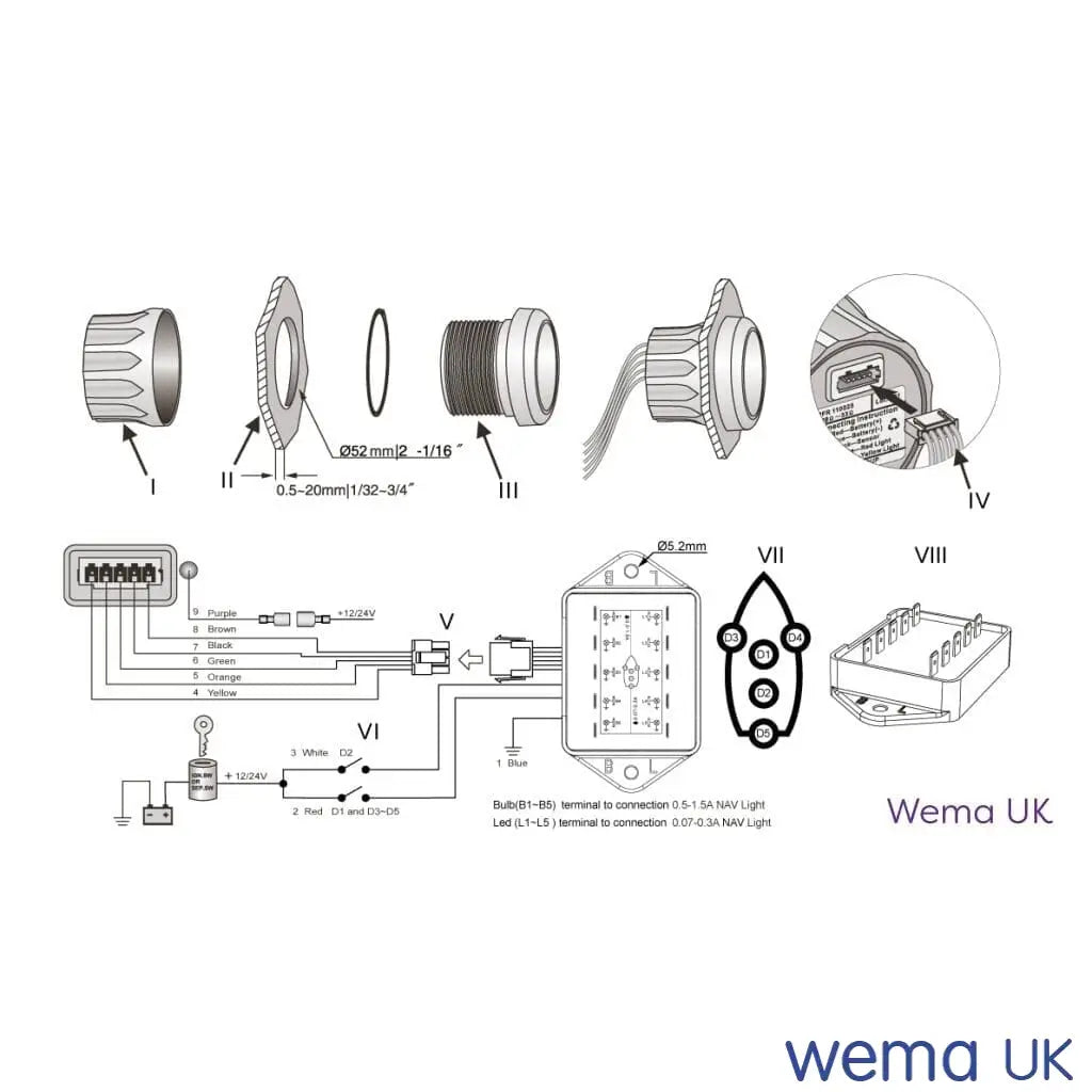 Navigation Light Gauge | Wema UK | SKUs 110653+ - Wema UK marine part