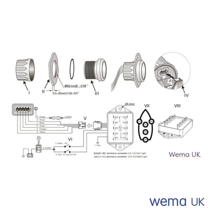 Navigation Light Gauge | Wema UK | SKUs 110653+ - Wema UK marine part