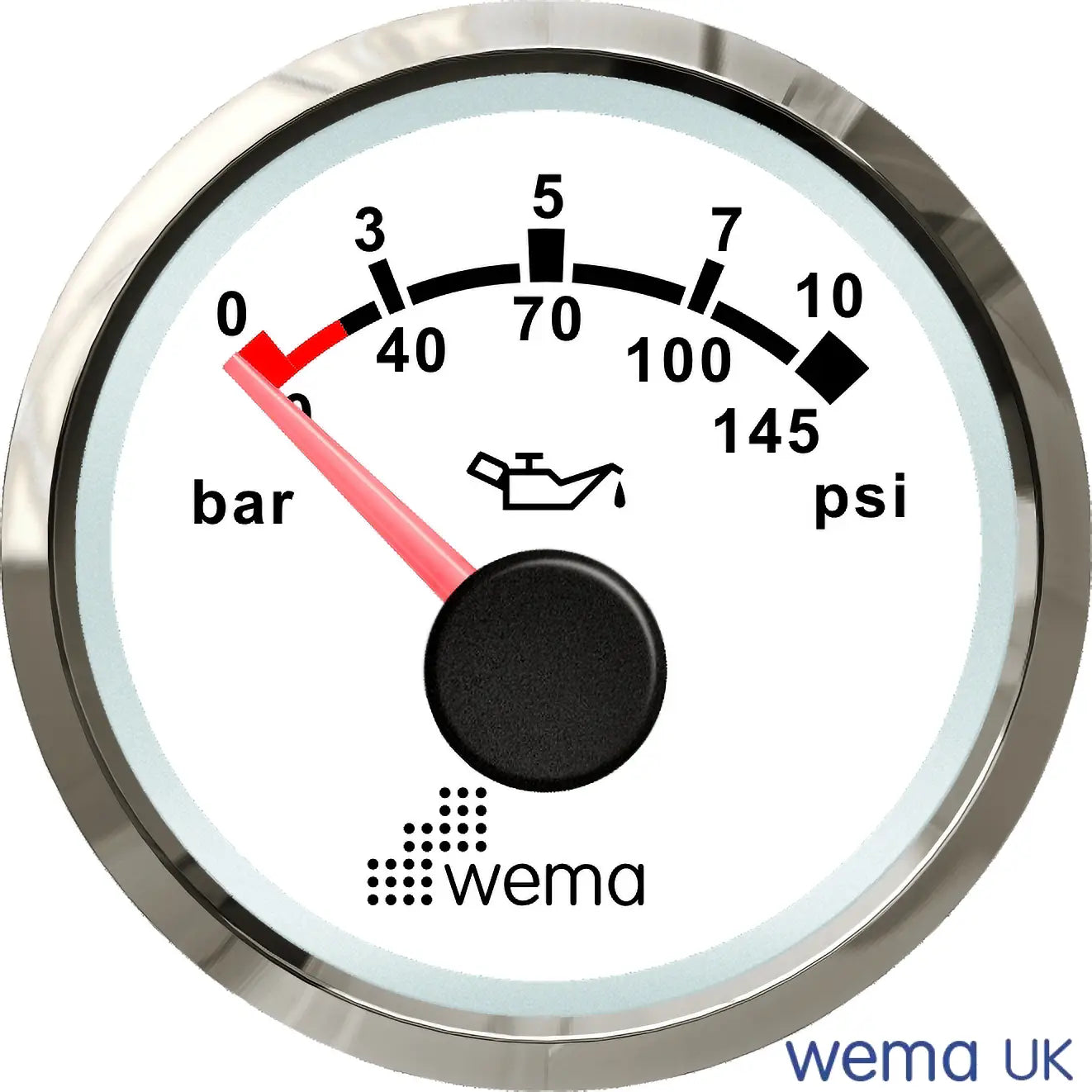 NMEA 2000 52mm Gauge | Wema UK | SKUs 210620+ - Oil Pressure 10 bar, White / Silver - Wema UK marine part