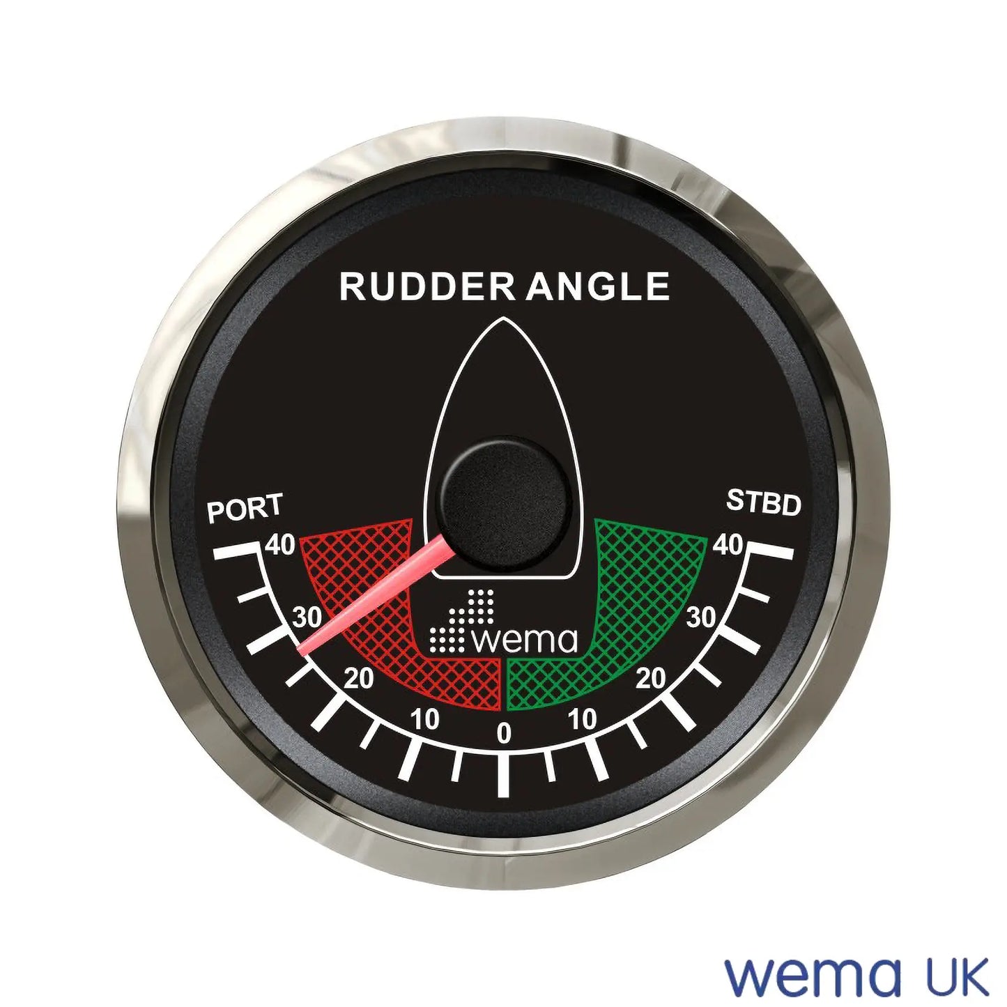 NMEA 2000 52mm Gauge | Wema UK | SKUs 210620+ - Rudder Indicator, Black / Silver - Wema UK marine part