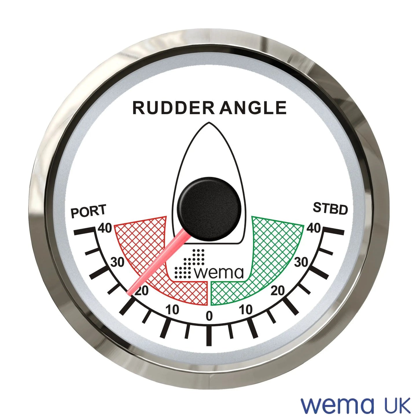 NMEA 2000 52mm Gauge | Wema UK | SKUs 210620+ - Rudder Indicator, White / Silver - Wema UK marine part