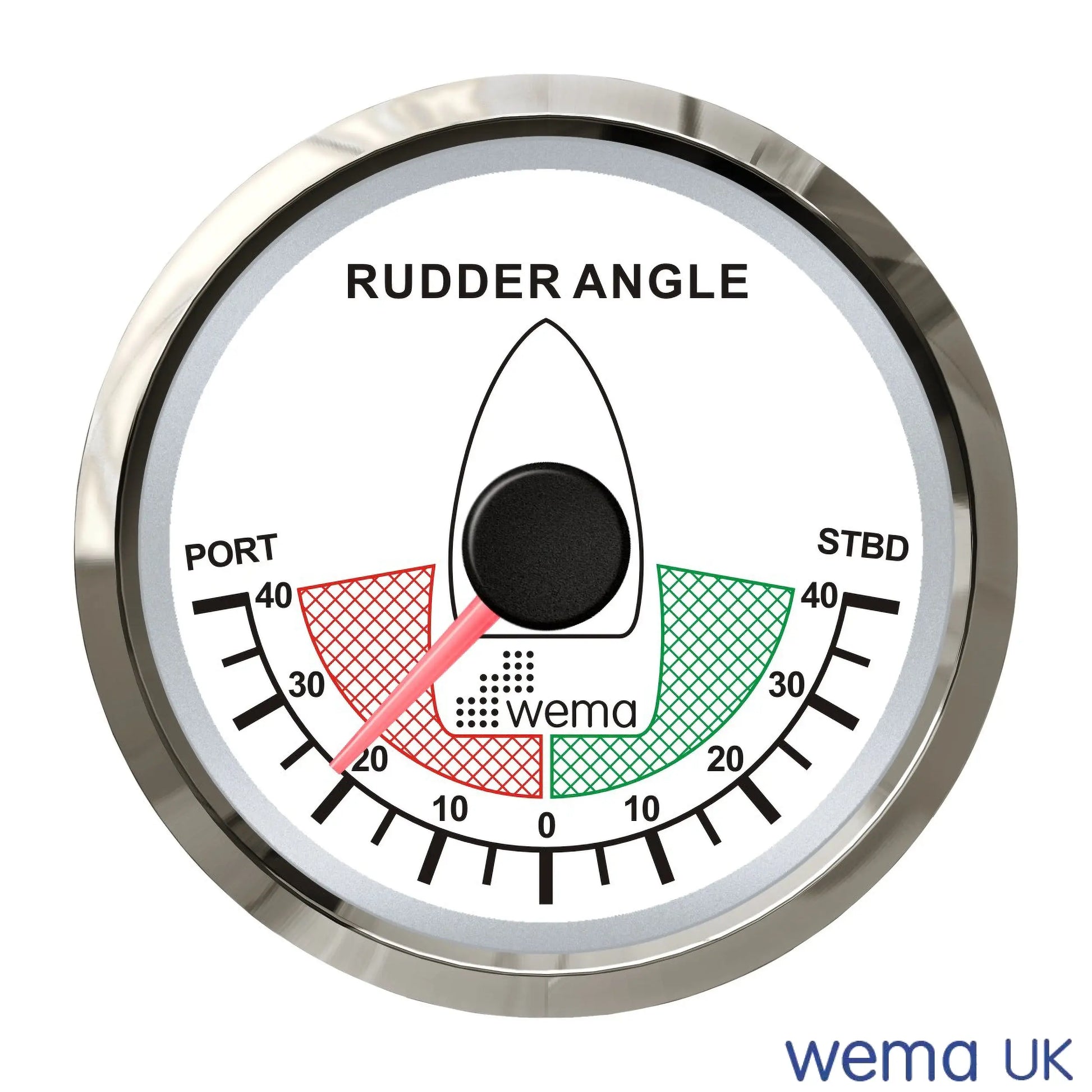 NMEA 2000 52mm Gauge | Wema UK | SKUs 210620+ - Rudder Indicator, White / Silver - Wema UK marine part