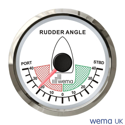 NMEA 2000 52mm Gauge | Wema UK | SKUs 210620+ - Rudder Indicator, White / Silver - Wema UK marine part