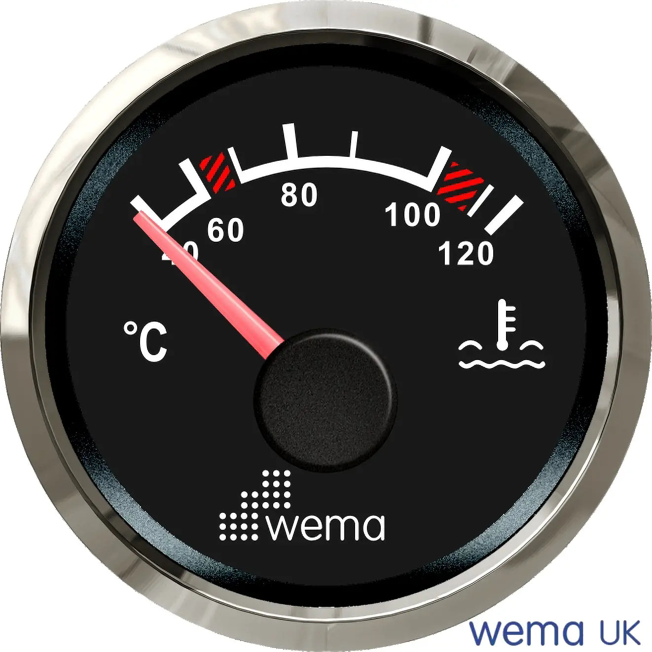 NMEA 2000 52mm Gauge | Wema UK | SKUs 210620+ - Water Temperature, Black / Silver - Wema UK marine part