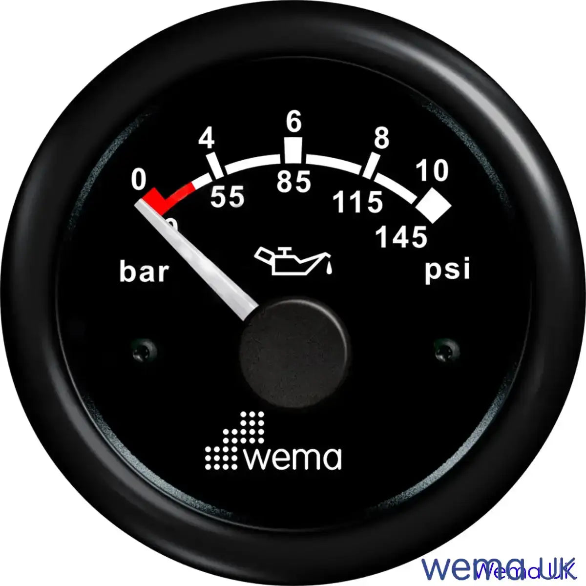 Oil Pressure Gauge | Wema UK | SKUs 110674+ - Black, Black, 0-10 Bar - Wema UK marine part