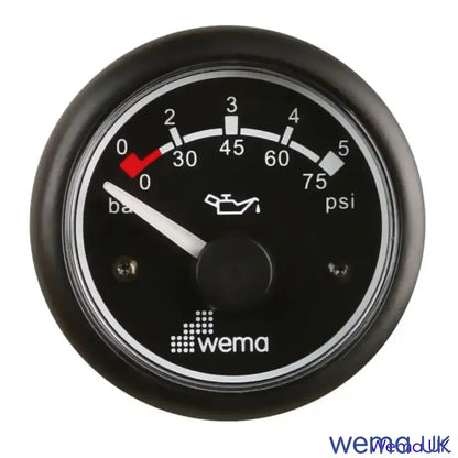 Oil Pressure Gauge | Wema UK | SKUs 110674+ - Black, Black, 0-5 Bar - Wema UK marine part
