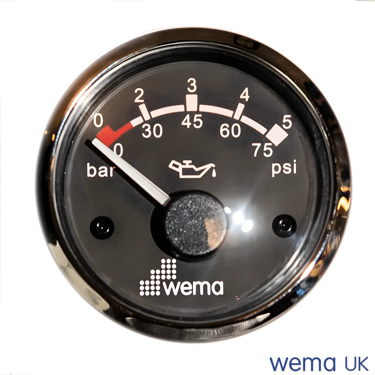 Oil Pressure Gauge | Wema UK | SKUs 110674+ - Black, Stainless, 0-5 Bar - Wema UK marine part