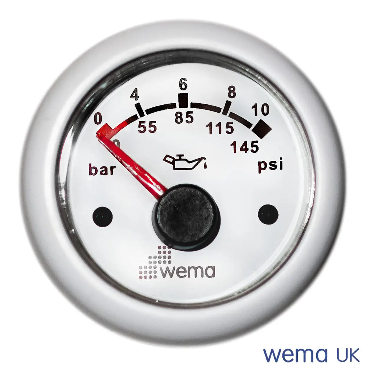 Oil Pressure Gauge | Wema UK | SKUs 110674+ - White, White, 0-10 Bar - Wema UK marine part