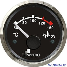 Oil Temperature Gauge | Wema UK | SKUs 110670+ - Black, Stainless - Wema UK marine part