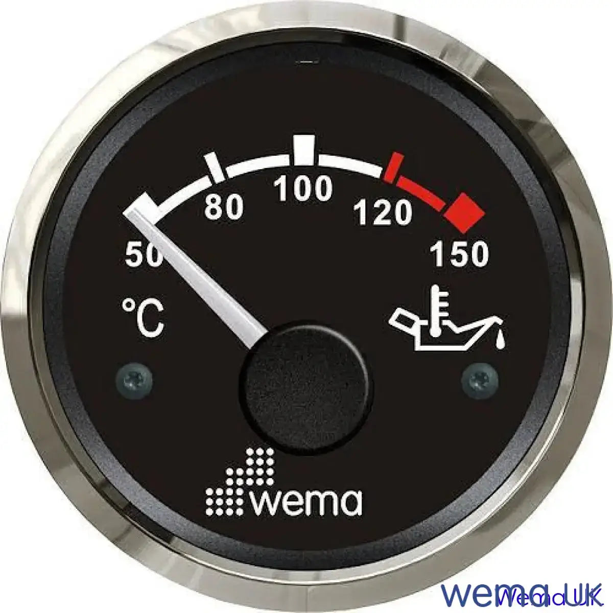 Oil Temperature Gauge | Wema UK | SKUs 110670+ - Black, Stainless - Wema UK marine part