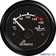 Oil Temperature Gauge | Wema UK | SKUs 110670+ - Black, Black - Wema UK marine part