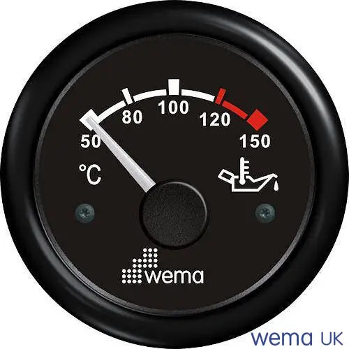 Oil Temperature Gauge | Wema UK | SKUs 110670+ - Black, Black - Wema UK marine part
