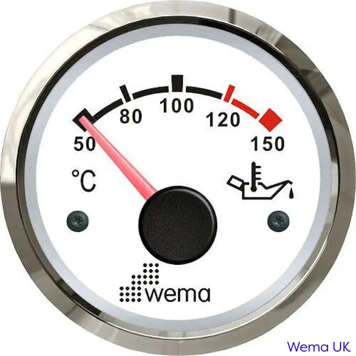 Oil Temperature Gauge | Wema UK | SKUs 110670+ - White, Stainless - Wema UK marine part