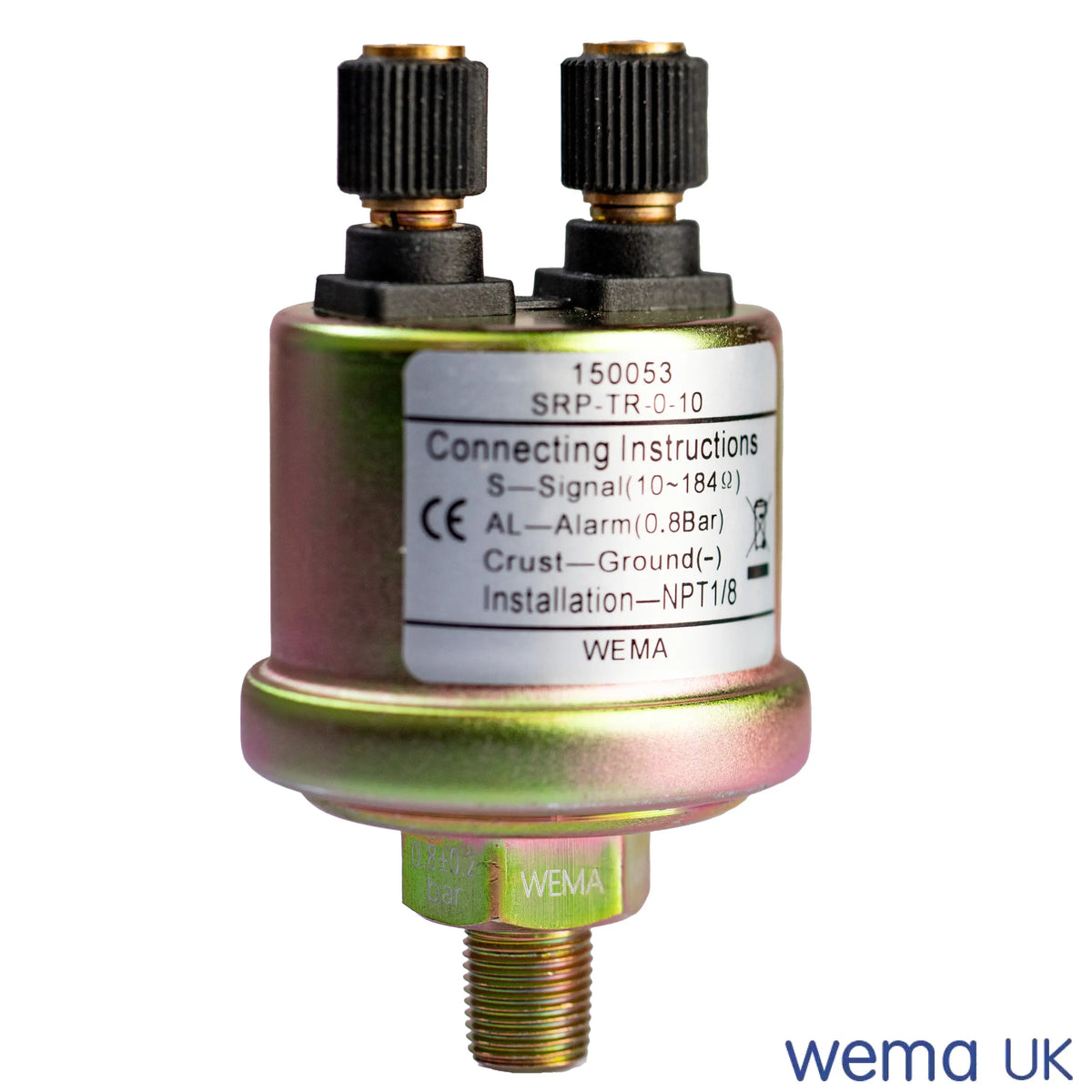 Pressure Sensor | Wema UK | SKUs 150015+ - 0-10 Bar, Ground terminal, Yes, 0.8 Bar - Wema UK marine part
