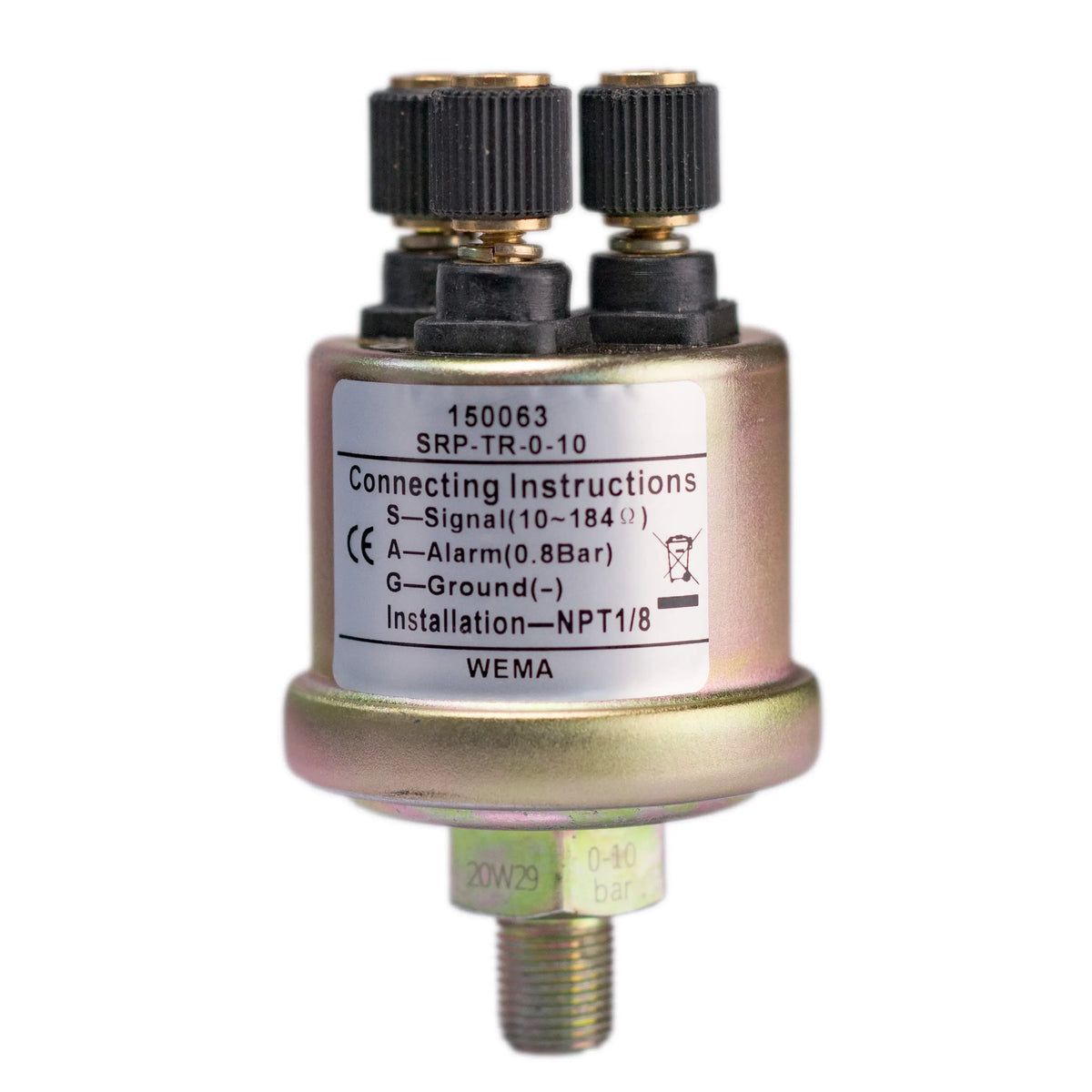 Pressure Sensor | Wema UK | SKUs 150015+ - 0-2 Bar, Ground terminal, Yes 0.4 Bar - Wema UK marine part