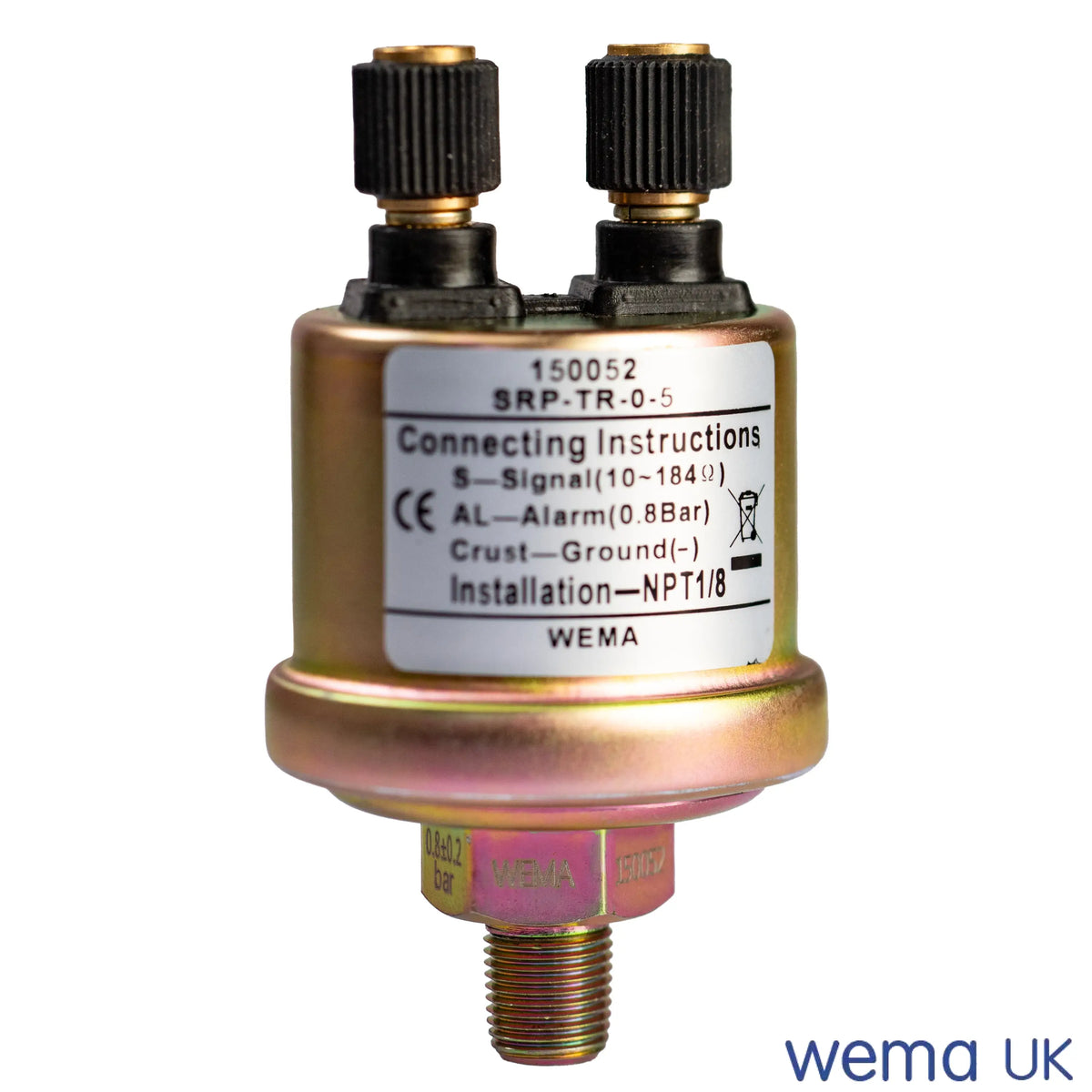 Pressure Sensor | Wema UK | SKUs 150015+ - 0-5 Bar, Earth return (through body), None - Wema UK marine part