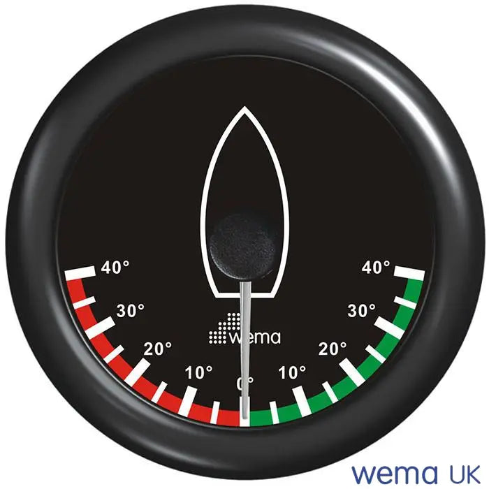 Rudder Indicator Gauge - 52mm, 52/85mm | Wema UK | SKUs 110621+ - Black, Black, 85mm - Wema UK marine part