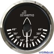 Rudder Indicator Gauge - 52mm, 52/85mm | Wema UK | SKUs 110621+ - Black, Stainless, 52mm - Wema UK marine part