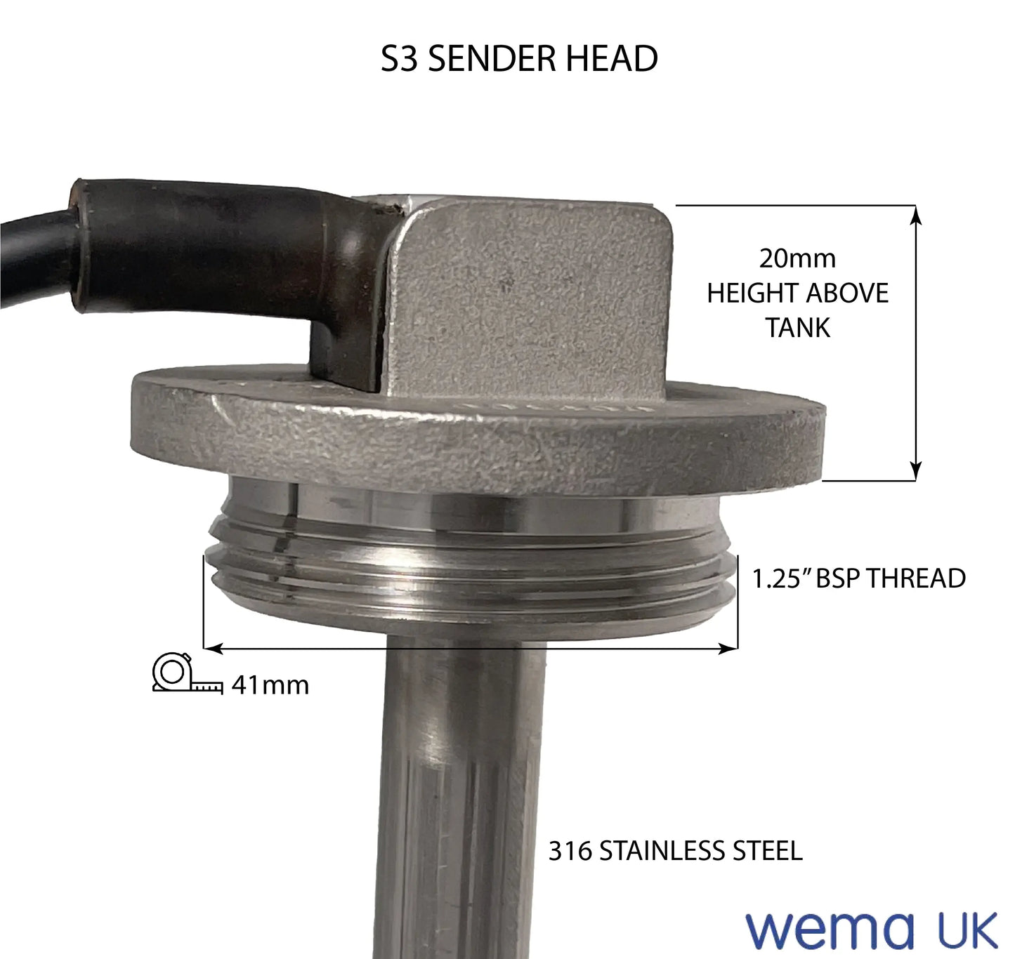S3 Fuel and Water Sender - 0-190/240-30 Ohm | Wema UK | SKUs 126710-A+ - Wema UK marine part