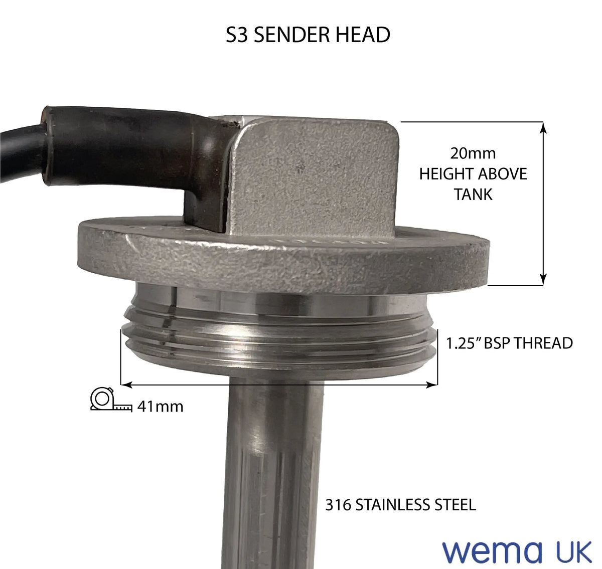 S3 Fuel and Water Sender - 0-190/240-30 Ohm | Wema UK | SKUs 126710-A+ - Wema UK marine part