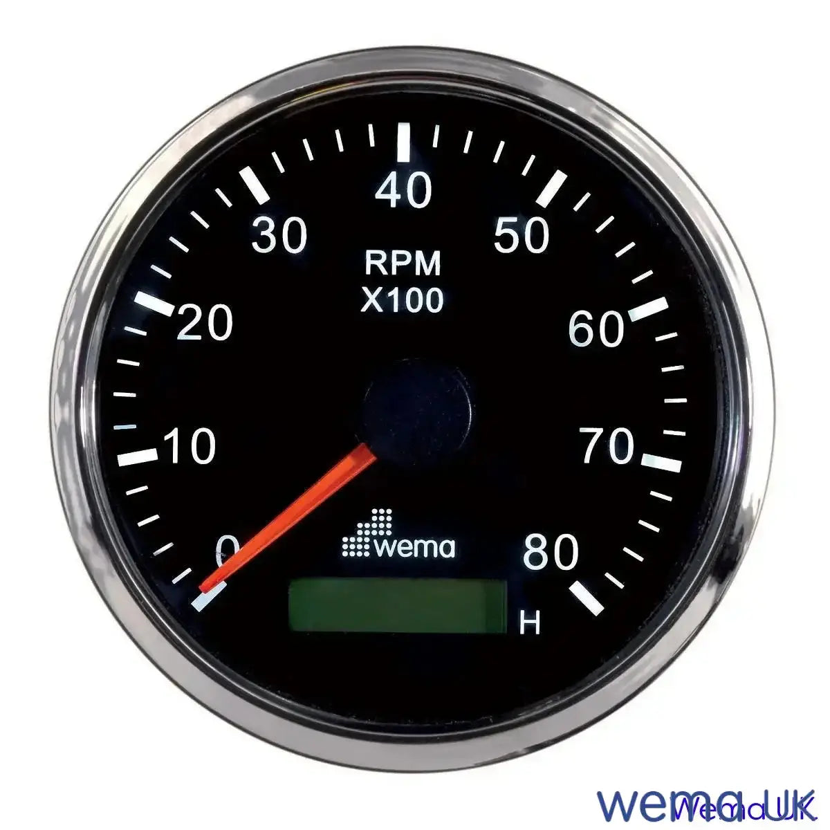 Tachometer with Hourmeter | Wema UK | SKUs 110914+ - 8k, Black, Stainless - Wema UK marine part
