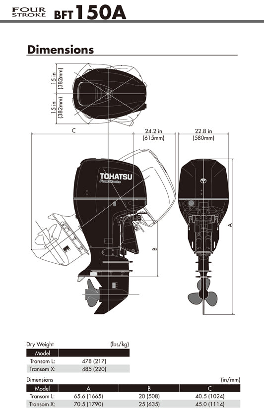 TOHATSU BFT150 | Moteur hors-bord 4 temps de 150 ch 