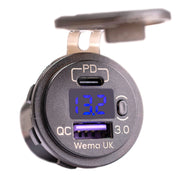 USB Charging Port & Voltmeter | Wema UK | SKU WUPD3USB - Wema UK marine part
