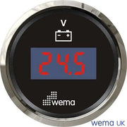 Voltmeter Digital Gauge | Wema UK | SKUs 110660+ - Black, Stainless - Wema UK marine part