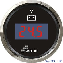 Voltmeter Digital Gauge | Wema UK | SKUs 110660+ - Black, Stainless - Wema UK marine part