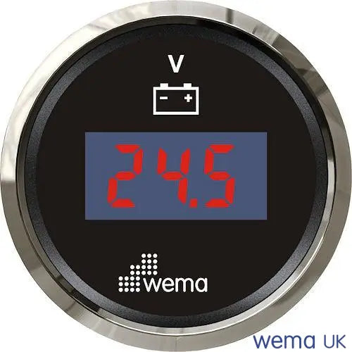 Voltmeter Digital Gauge | Wema UK | SKUs 110660+ - Black, Stainless - Wema UK marine part