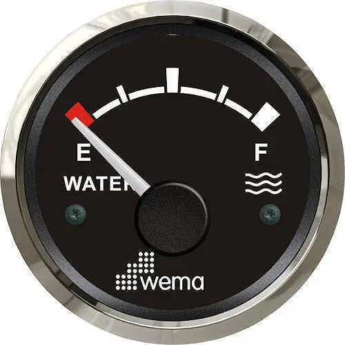 Water Level Gauge - 0-190/240-30 Ohm | Wema UK | SKUs 110610+ - Black, Stainless, American (240-30 ohms) - Wema UK marine part