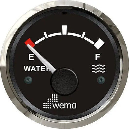 Water Level Gauge - 0-190/240-30 Ohm | Wema UK | SKUs 110610+ - Black, Stainless, American (240-30 ohms) - Wema UK marine part