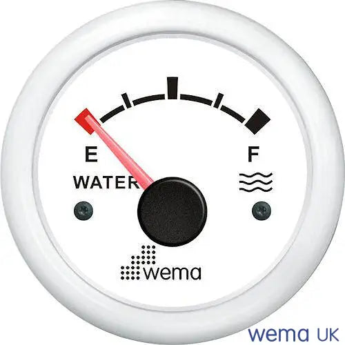 Water Level Gauge - 0-190/240-30 Ohm | Wema UK | SKUs 110610+ - White, White, American (240-30 ohms) - Wema UK marine part