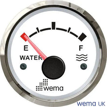 Water Level Gauge - 0-190/240-30 Ohm | Wema UK | SKUs 110610+ - White, Stainless, American (240-30 ohms) - Wema UK marine part