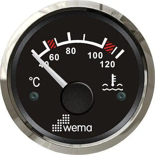 Water Temperature Gauge | Wema UK | SKUs 110655+ - Black, Stainless - Wema UK marine part