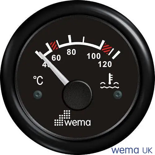 Water Temperature Gauge | Wema UK | SKUs 110655+ - Black, Black - Wema UK marine part