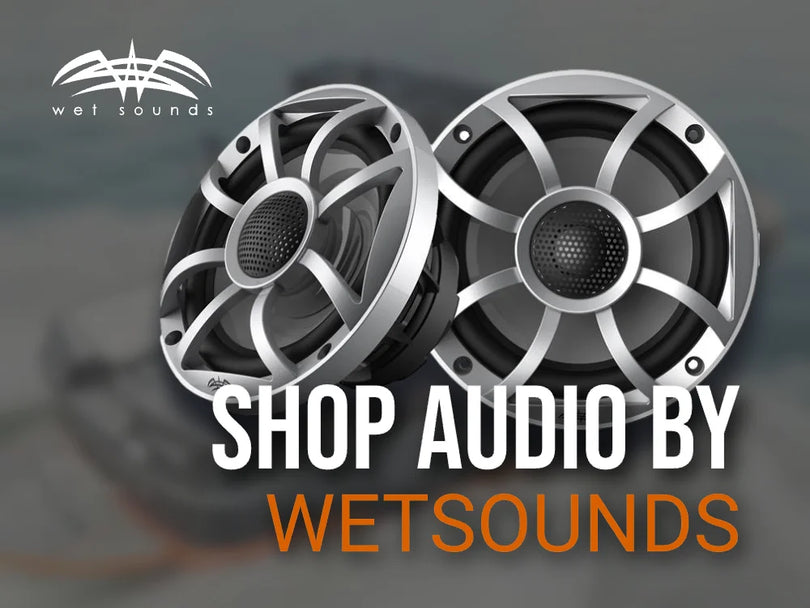 Promotional ad image to shop Wetsounds marine audio.